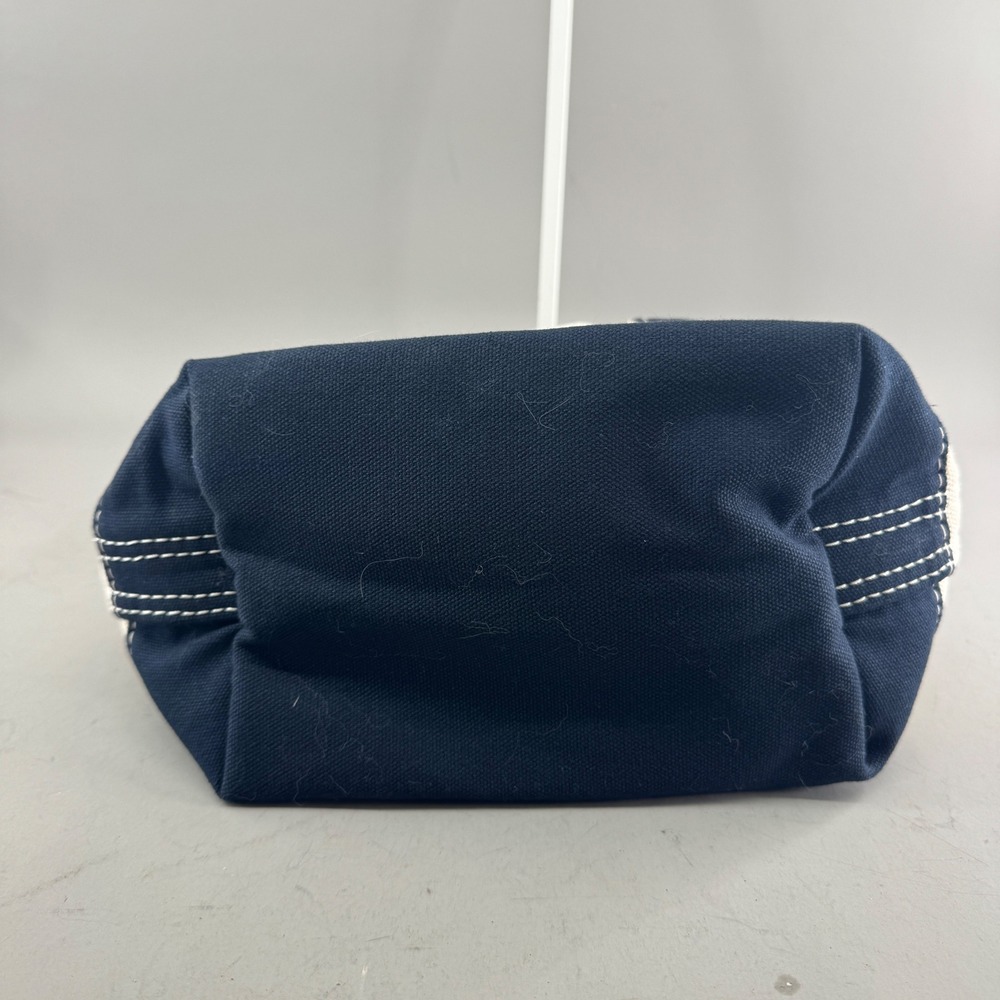 Lands' End Women Canvas Tote Bag Navy Blue Small Open Top Cotton Boat Bag - Picture 3 of 9